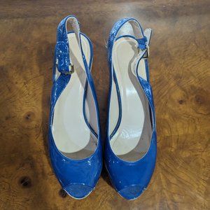 Brilliant Blue Stuart Weitzman Cork Wedge